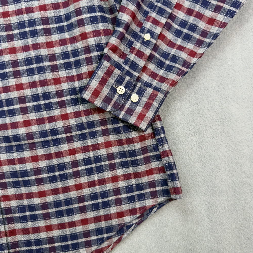 Brooks Brothers Regent Fit Plaid Button Down Shirt Medium Red Blue Grey - Picture 5 of 8